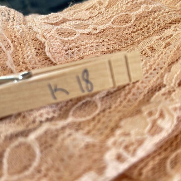 Free People Peach Tea Lace Sheer Oversized Split Back Top - Picture 10 of 10